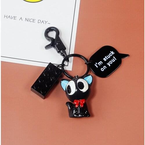 Luna Cat Anime Cartoon Kitty Trinkets Keychain Key Chain For Women Key Ring Chains Car Bag Charm Kids Toys D36