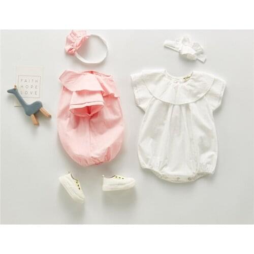 Sweet petal collar princess girls romper summer sleeveless jumpsuit infant kids overalls bodysuit for girls pajamas children