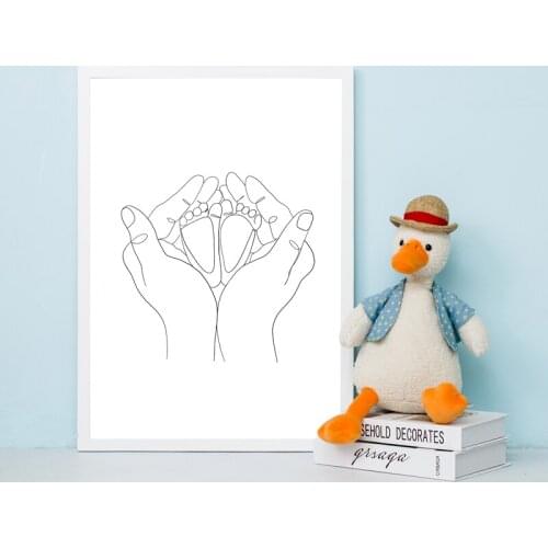 Minimalist Line Holding Hands Mom Child Hands Canvas Painting Art Nordic Posters and Prints Wall Pictures for Living Room Decor