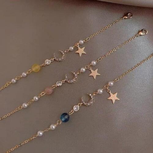 Fashion Korean Star Moon Universe Planet Enamel Imitation Pearls Braeclet for Women Girls Charm Friendship Bijouxs Gift Jewelry