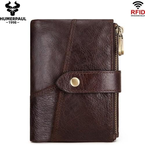 Men Wallet Genuine Crazy Horse Cowhide Leather Short Coin Purse Small Wallets For Men