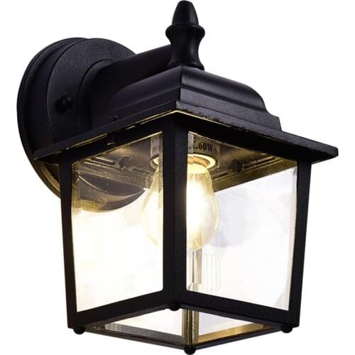 E27 Wall Lamps Waterproof Glass Lantern Light Sconce Outdoor Garden Decor