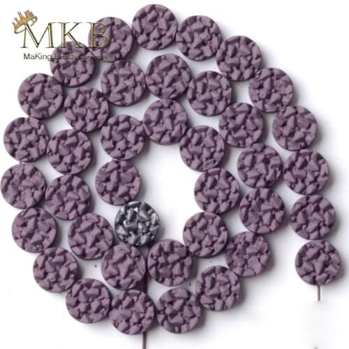 Natural 8mm Dark Purple Hematite Stone Matte Rubber Round Beads For Jewelry Making Spacer Loose Beads Diy Bracelet Jewellery 15"
