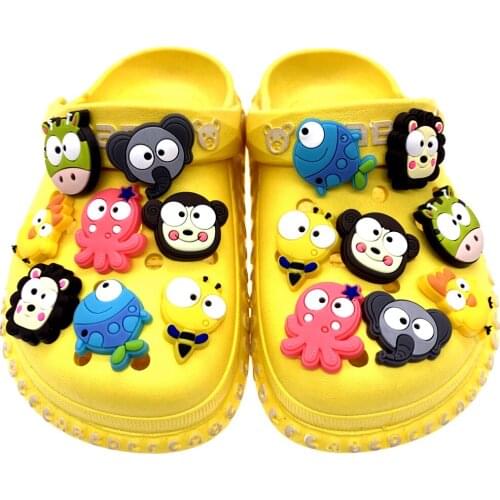 Wholesale 50PCS Mix Cartoon Monkey Elephant Icon Shoes Charms Croc JIBZ Accessories Wristband Decoration Animal Buckles Gifts