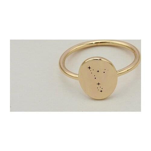 Personalized Zodia PISCES Oval Custom Dainty Minimalist Stacking Engraved Ring