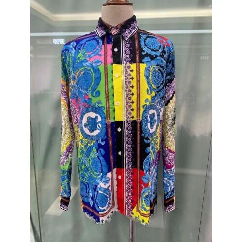 QK40538 Fashion Mens Shirts 2021 Runway Luxury famous Brand European Design party style Mens Clothing