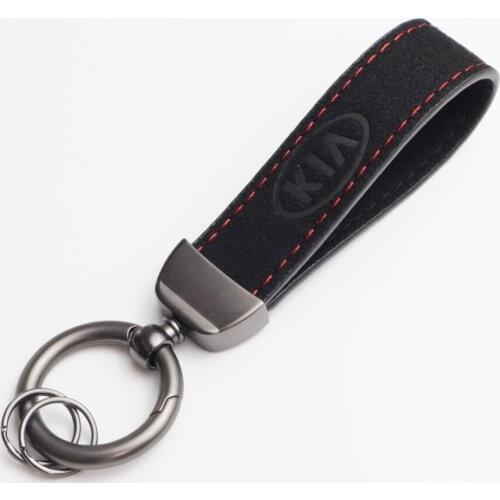 Luxury Fur Keyrings For Kia Car Logo Keychain Automobile Gift True Leather Metal Vehicle Mark Key Chain Ring Interior Parts