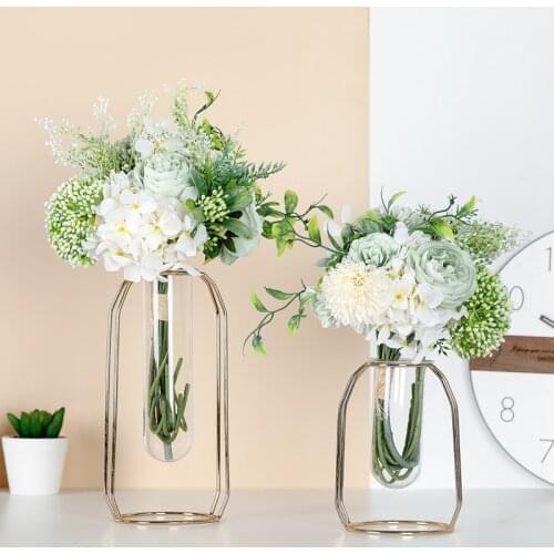 Peony Hydrangea Bouquet for Wedding Centerpieces Decor Artificial Flowers Silk Blooming Fake Peony Bridal Hand Flower Roses