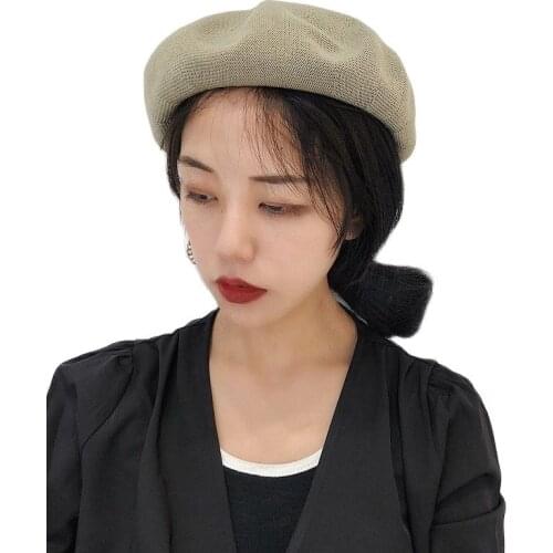 Spring Girl Women Casual Beret hats Summer Ladies Travel Hollow Out breathable Berets Caps Pumpkin Hats Casquette
