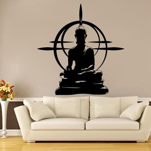 Yoga Buddha Wall Decal Buddha Chakra Mandala Mantra Chakra Meditation Yoga Decor Vinyl Sticker For Living Room Decor Mural Z565