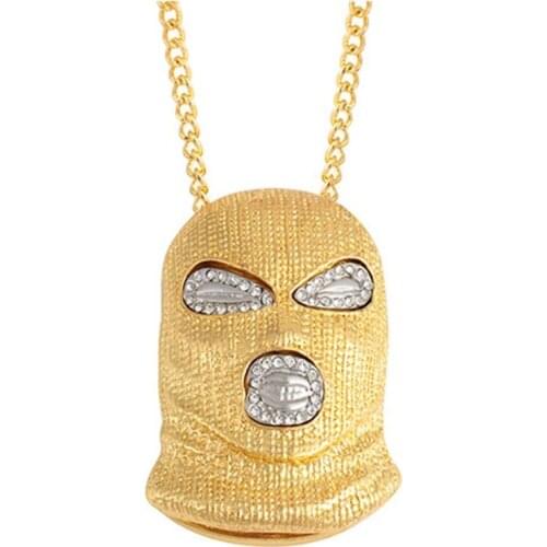 YDGYPunk Style collar Bling Rhinestone Gold Mask Head Charm Jewelry top quality Gift men Rock