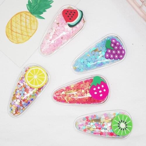 Hair Clip Snap Barrette Quicksand Cute Transparent Sweet Resin Fruit Slice BB Children Hairgrip