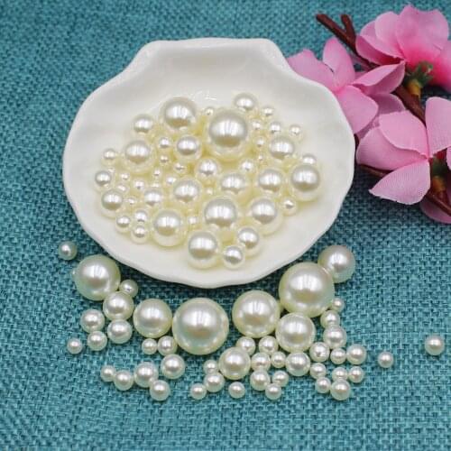 4/6/8/10/12/14mm High Brightness Pearl Beads Iovry Round No Hole Simulated Pearl of Wedding Dress Silk Scarf Curtain Decoration