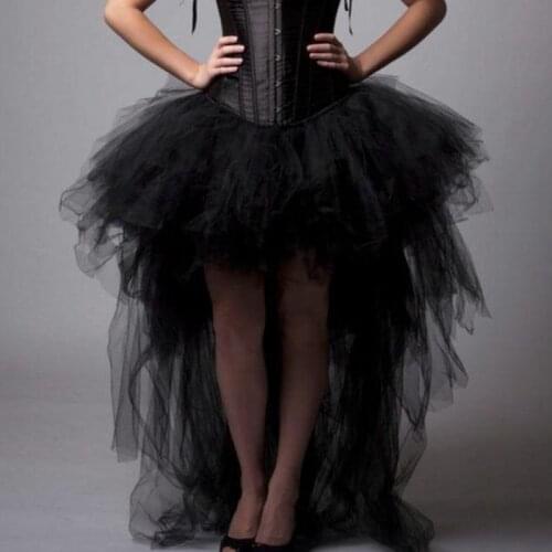 Fancy Black Tutu Skirt Layered Tiered jupe femme Lush Tulle Skirts High Low saia Long Skirt Ruffles Maxi Skirts Women 2021
