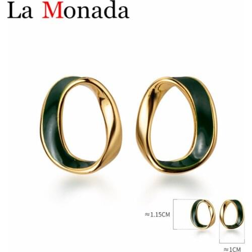 Minimalist Geometric Twist Hollow Oval Shape Earrings Stud For Women Girls 925 Sterling Silver Fine Jewelry