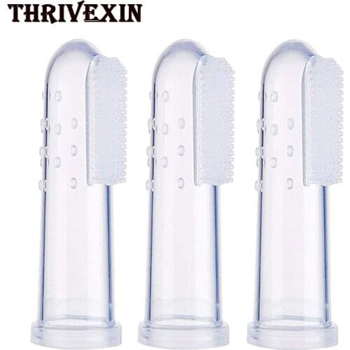 5PCS/10PCS Pet Finger Toothbrush Super Soft Silica Gel Teddy Dog Brush Bad Breath Tartar Teeth Tool Dogs Cat Cleaning Supplies