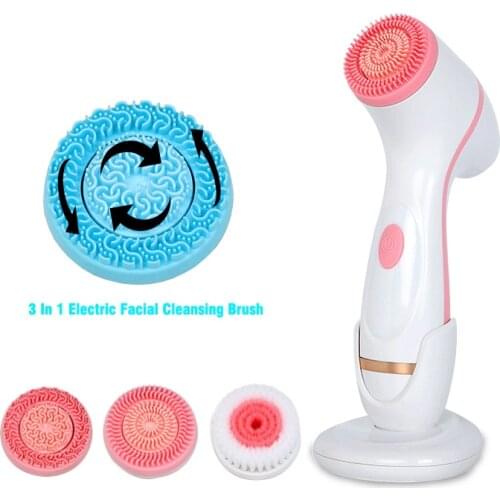 Sonic Silicone Face Brush Waterproof Electric Facial Cleansing Brush Skin Cleaner Spin Wash Pores Deep Cleaning Tool Remove Acne