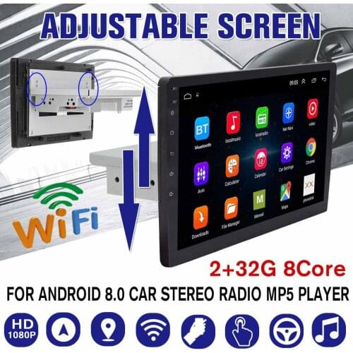 1 DIN Android 8.0 Adjustable Car Radio With Touch Screen 2G+32G 9/10 Inch Car Stereo WiFi bluetooth GPS Nav FM Radio Player