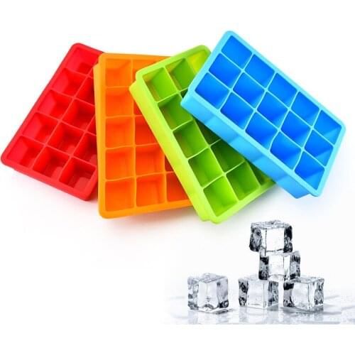 1PC 15 Grid Food Grade Silicone solid Ice Tray Jelly Mold DIY Ice Cube Mold Square Shape Ice Cream Maker Kitchen Accessories