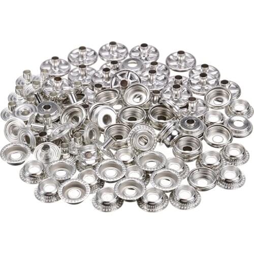 100pcs 25 Sets Press Stud Cap Button Fastener Snap Boat Canvas For DIY Sewing Leather Craft Clothes Bags