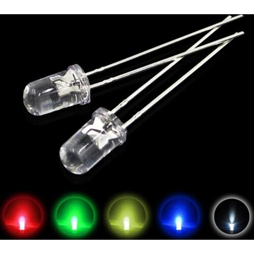 100pcs Straw Hat 5MM LED Light Emitting Diode Super Bright Light White Red Yellow Green Blue