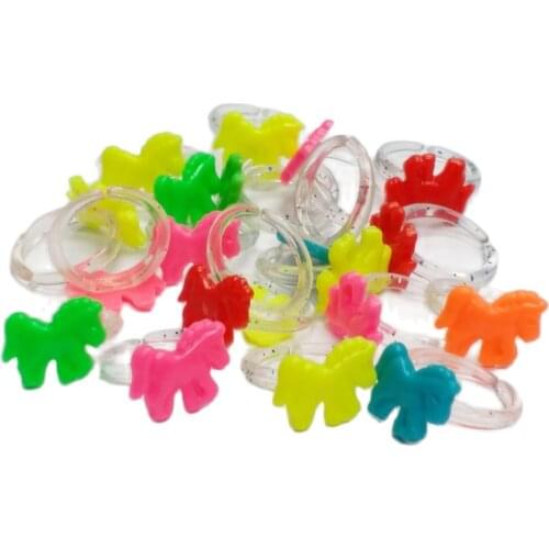 12-48Pcs Plastic Girl Kids Mini Horse RINGS Vending Cake Decoration Pinata Supply Novelty Birthday Party Favors Gift Toy Prize