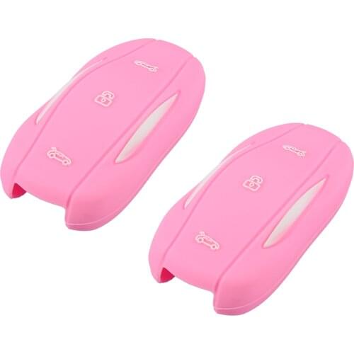 Uxcell 2pcs Silicone Key Cover Shell Remote For Case Keyless Protector For Tesla Model S Pink Auto Accessories