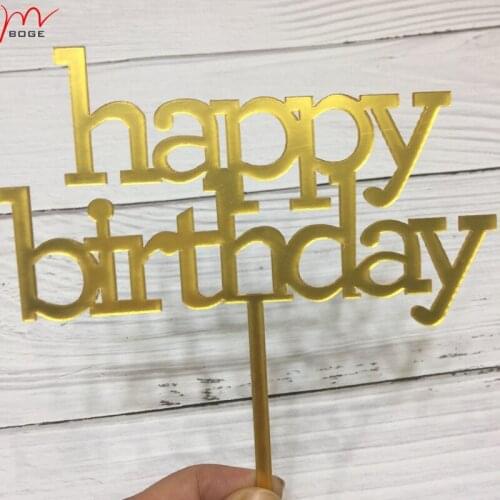 20pcs acrylic gold happy birthday cake topper