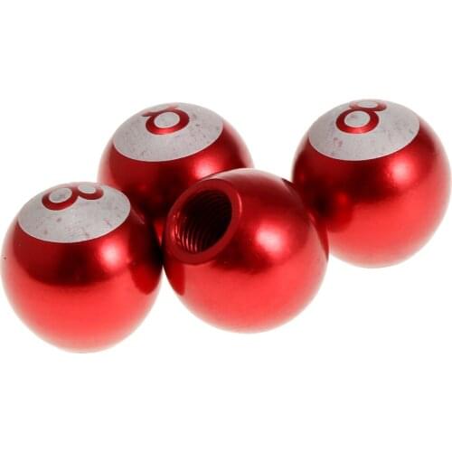 4x 8 Ball Style Universal Motor Car Wheel Tire Air Valve Stems Cap Dust Cover Caps Red