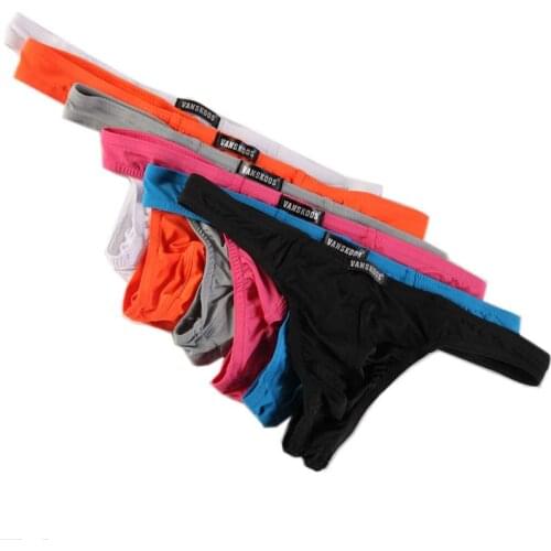 6 Pcs/lot Mens Panties Underwear Sexy Smooth Underwear Briefs Fetish Gays Mini Bikini Thongs Ice Silk Triangle Pants Underpants