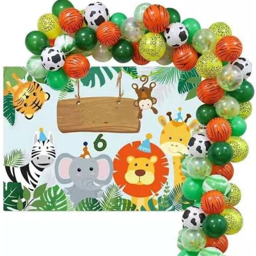 77pcs/lot Green Animal Latex Balloon Arch Garland Kit Kids Birthday Jungle Safari Party Decor Baby Shower Party Background Suppl