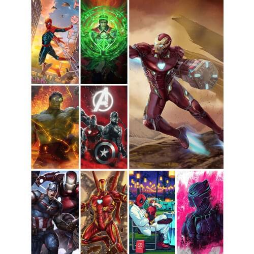Diy Diamond Painting Disney Spider-Man Hulk Captain America Full Square Cross Stitch Art Mosaic Home Decoration Wall Collage Kit