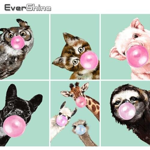 EverShine Diamond Painting DIY Animal 5D Full Drill Square Diamond Embroidery Pig Mosaic Dog Cross Stitch Rhinestone Handicraft