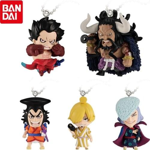 Bandai ONE PIECE Anime Figures Luffy Sanji Denjiro Kozuki Oden Action Figure Keychains Pendant Series Gashapon Model Toys