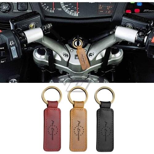 For Honda ST1100 ST1300 Pan European Keyring Motorcycle Cowhide Keychain Key Ring