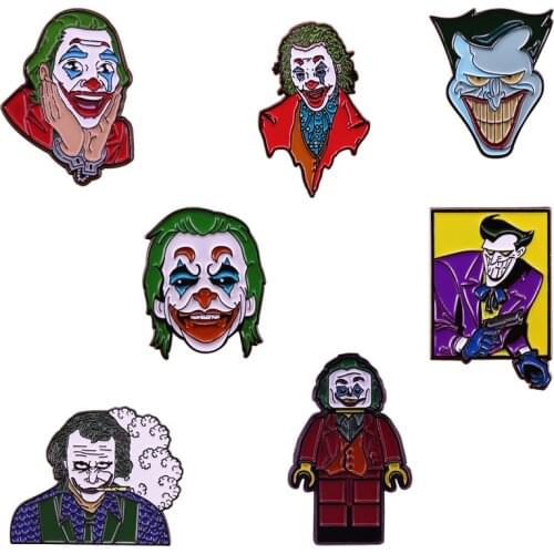 Joker art collection brooch fun clown enamel pin hat clothing acces