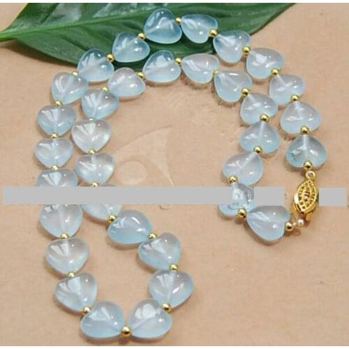 Long 12mm Green Jade Gemstones Heart Beads Pendants Necklace AAA