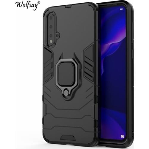For Huawei Nova 5 Pro Case, Huawei Nova 5 Car Holder Armor Cases Hard PC & Soft Silicone Cover for Huawei Nova 5 Pro With Magnet