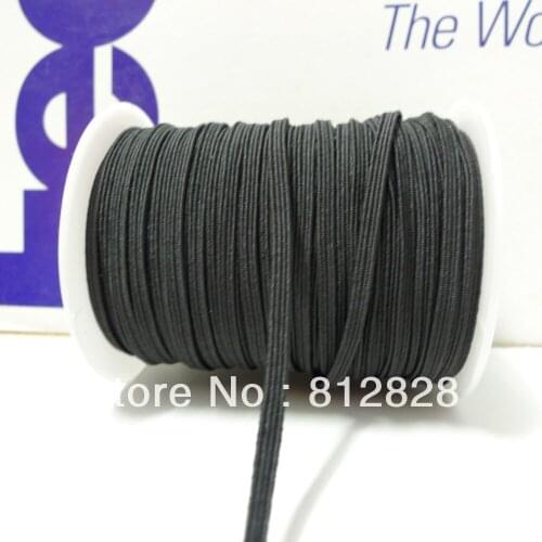 50 Meters 1/8" 3mm #2 Black Color Skinny Elastic Headbands Great For Headbands