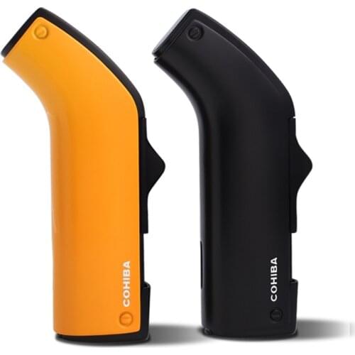 Cohiba Double Nozzles Inflatable Windproof Cigar Lighter Metal Spray Gun Blue Flame Turbo Lighter Smoking Accessories for Weed