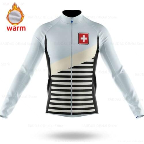 Switzerland Team Men Long Sleeve Cycling Jersey Winter Fleece Clothes Keep Warm Bike Outdoor Mountain Road Bicycle Clothing