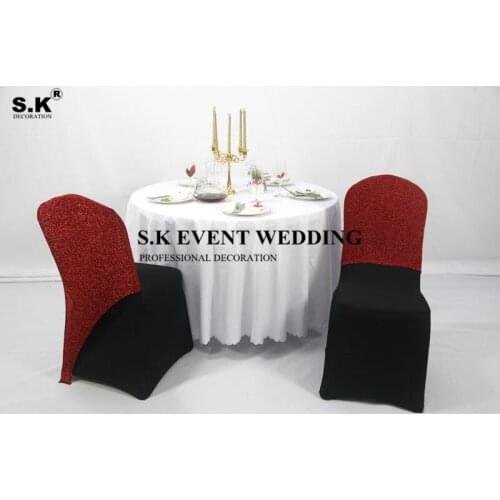 Elegant Giltter Sequin Chair Cap Hood For Banquet Spandex Chair Cover Wedding Event Party Decoration