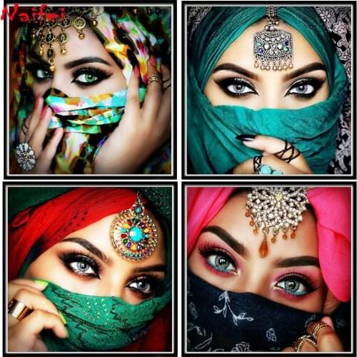 Veil woman Diamond Painting Muslim, Indian Beauty, Diamond rhinestone Embroidery Home Decor Diamond Mosaic Pictures cross stitch