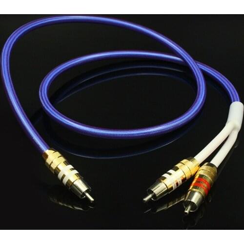 HIFI Audiophile 1RCA to 2RCA audio cable with gold-plated RCA Plug