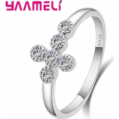925 Sterling Silver Naughty Classic Cross Shape Finger Ring for Women Silver Wedding Engagement Jewelry Gift