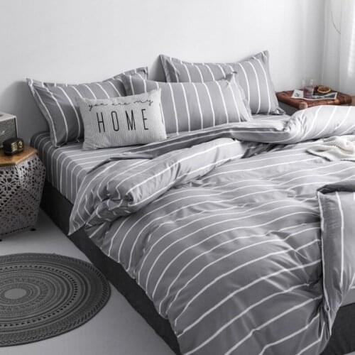 Classic Bedding Set 5 Size Grey Blue Grid Summer Bed Linen 3pcs/4pcs Set Duvet Cover Set Pastoral Bed Sheet AB Side Duvet Cover