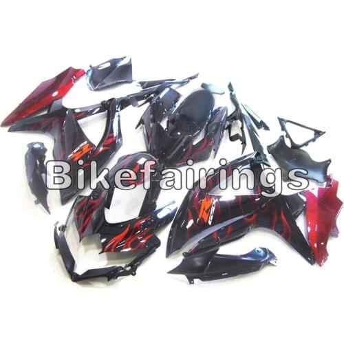 Black and Deep Red Flames Motorcycle Casing For Suzuki 08 09 10 GSXR600 GSXR750 K8 2008 2009 2010 ABS Injection Plastic Covers
