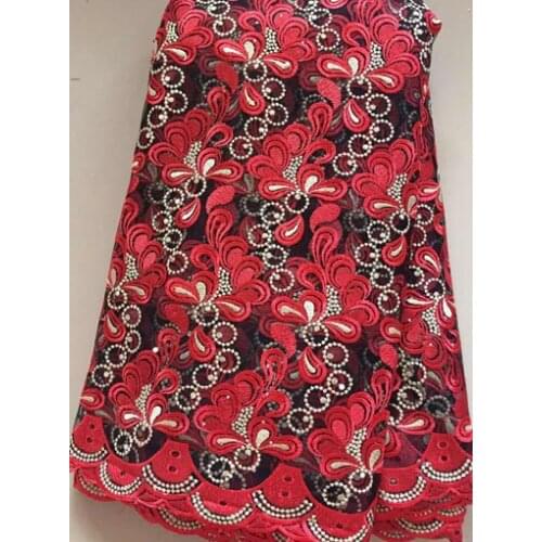 Red High Quality Nigerian Lace Fabrics 2020 With stones African French Net Lace Fabric Embroidered Tulle Mesh Lace YLL3202