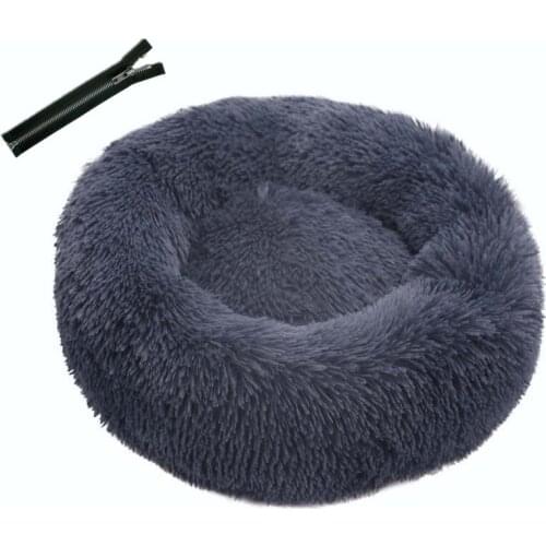 Pet Bed Cat Litter Dog Kennel Plush Round Deep Sleeping Bed Warming With Removable Pad Pet Kennel Removable and Washable Zipper