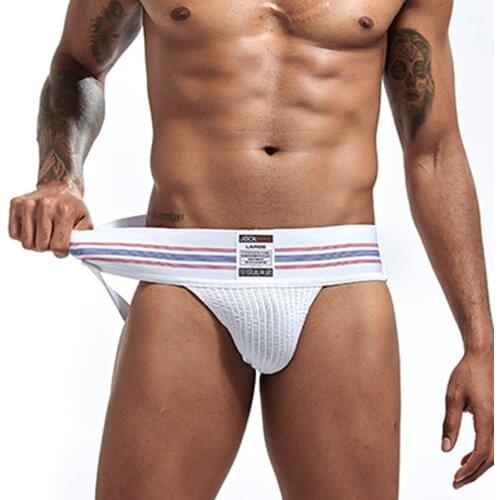 Hot Elastic Underwear Men Sexy Jockstrap Thong G String Panties Cotton cueca tangas hombre Breathable Penis Lingerie Underpants